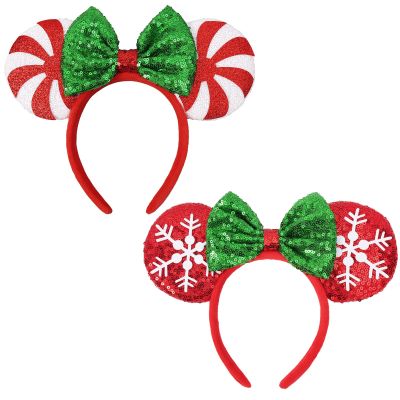 ETLUK Christmas Mouse Ears Headbands, Shiny Party Ears Accessories for Christmas Park and Adults/Kids