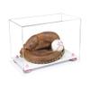 Better Display Cases Acrylic Catchers Glove Display Case with Clear Case, Pink Risers and White Base 14" x 8" x 8.5" (V16/A011) view 1