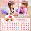 Toys for Girls Jewelry,37PCS Princess Toddler Girl Toys Age 6-8 for Pretend Play & Dress Up, Adjustable Ring Clip on Earrings Kids Toy for 3 4 5 6 7 8 9 Year Old Girls Christmas Birthday Gifts Ideas view 3