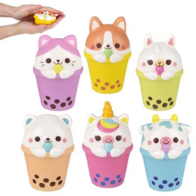 Rhode Island Novelty Squish Bubble Tea Animal 4" 12 Pack