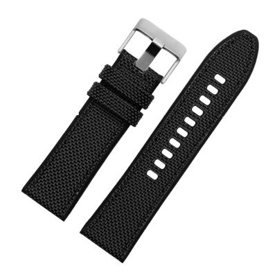 REFKIT For DIESEL For Dz4500 For Dz4506 For DZ7420 For DZ4318 Canvas Silicone Watch Strap Men's 24 26 28mm Accessories Nylon Watchband(Black silver clasp,26mm)