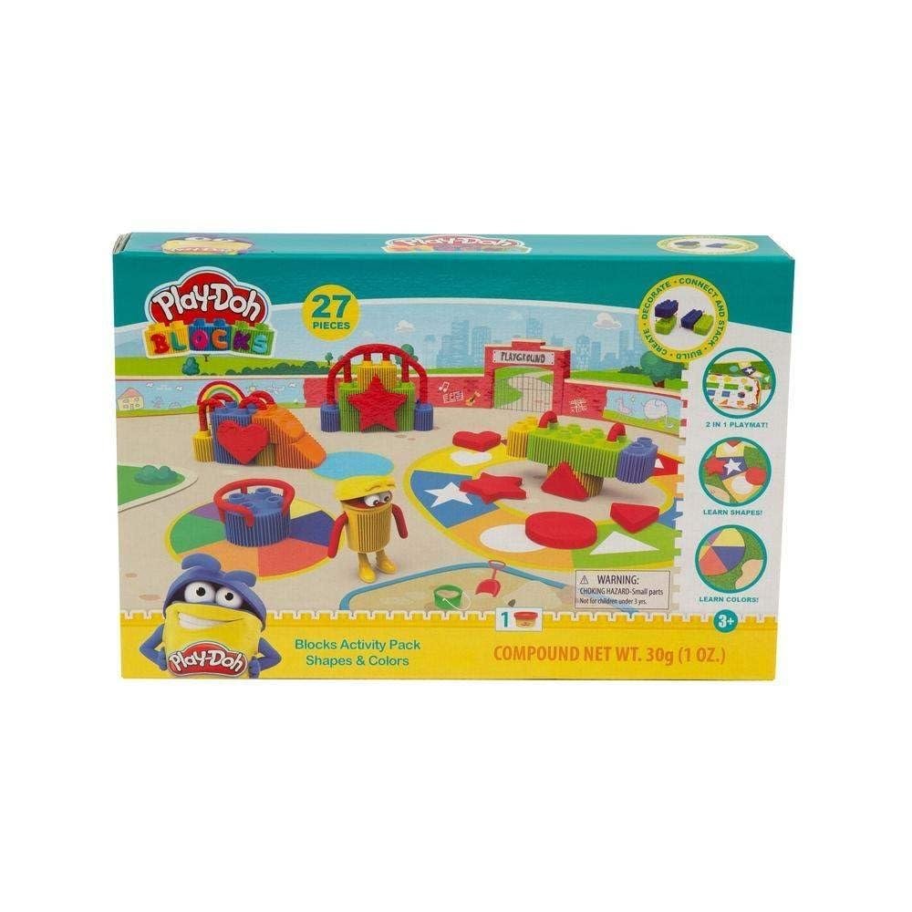Grandi Giochi Play Doh Blocks Pld03000 27-Piece Shape and Colour Set with Buildings and Modelling Paste