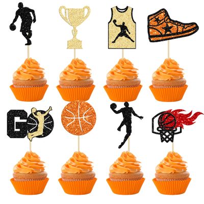 24 Pack Basketball Cupcake Toppers Basketball Player Apparel Cupcake Picks Baby Shower Players Sports Theme Birthday Party Cake Decorations Supplies