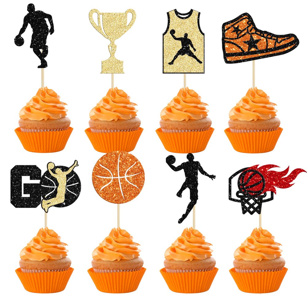 24 Pack Basketball Cupcake Toppers Basketball Player Apparel Cupcake Picks Baby Shower Players Sports Theme Birthday Party Cake Decorations Supplies