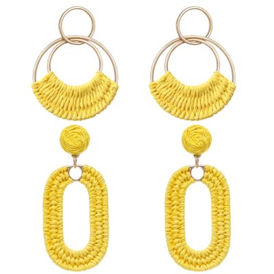 Bohemian Round Hoop Earrings and Boho Raffia Oval Earrings