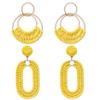 Bohemian Round Hoop Earrings and Boho Raffia Oval Earrings view 1