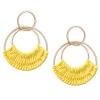 Bohemian Round Hoop Earrings and Boho Raffia Oval Earrings view 2