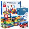 Magnetic Tiles 180 PCS (XL SET), Magnetic Tiles for Kids, Toy for 3 4 5 6 7 8 Year Old Boys & Girls, Large Building Set, Great Gift for Kids Aged 3-8, Gift Box, + Bonus Zippered Carrying CASE view 1