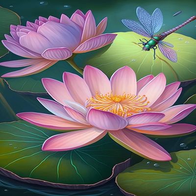 1000 Pieces Wooden Adult Jigsaw Puzzle Children Parent- Indoor Toys Wooden Jigsaw Puzzle Picture Suitable for Teenagers Pink Lotus and Dragonflies