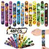48 Pieces Halloween Slap Bracelets Bulk Party Favors for Kids - 12 Designs Snap Bracelets for Halloween Decorations, Halloween Goodie Treat Bag Stuffers Classroom Prizes Exchanging Gifts Supplies view 1