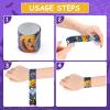 48 Pieces Halloween Slap Bracelets Bulk Party Favors for Kids - 12 Designs Snap Bracelets for Halloween Decorations, Halloween Goodie Treat Bag Stuffers Classroom Prizes Exchanging Gifts Supplies view 3