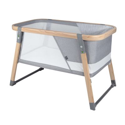Boppy Portable Baby Bassinet - Lightweight, Low, Fold-Flat Travel Bassinet with Mesh Sides, Anti-Tilt, 2 Custom Fitted Mattress Covers & No Assembly - Gray Pickup Sticks