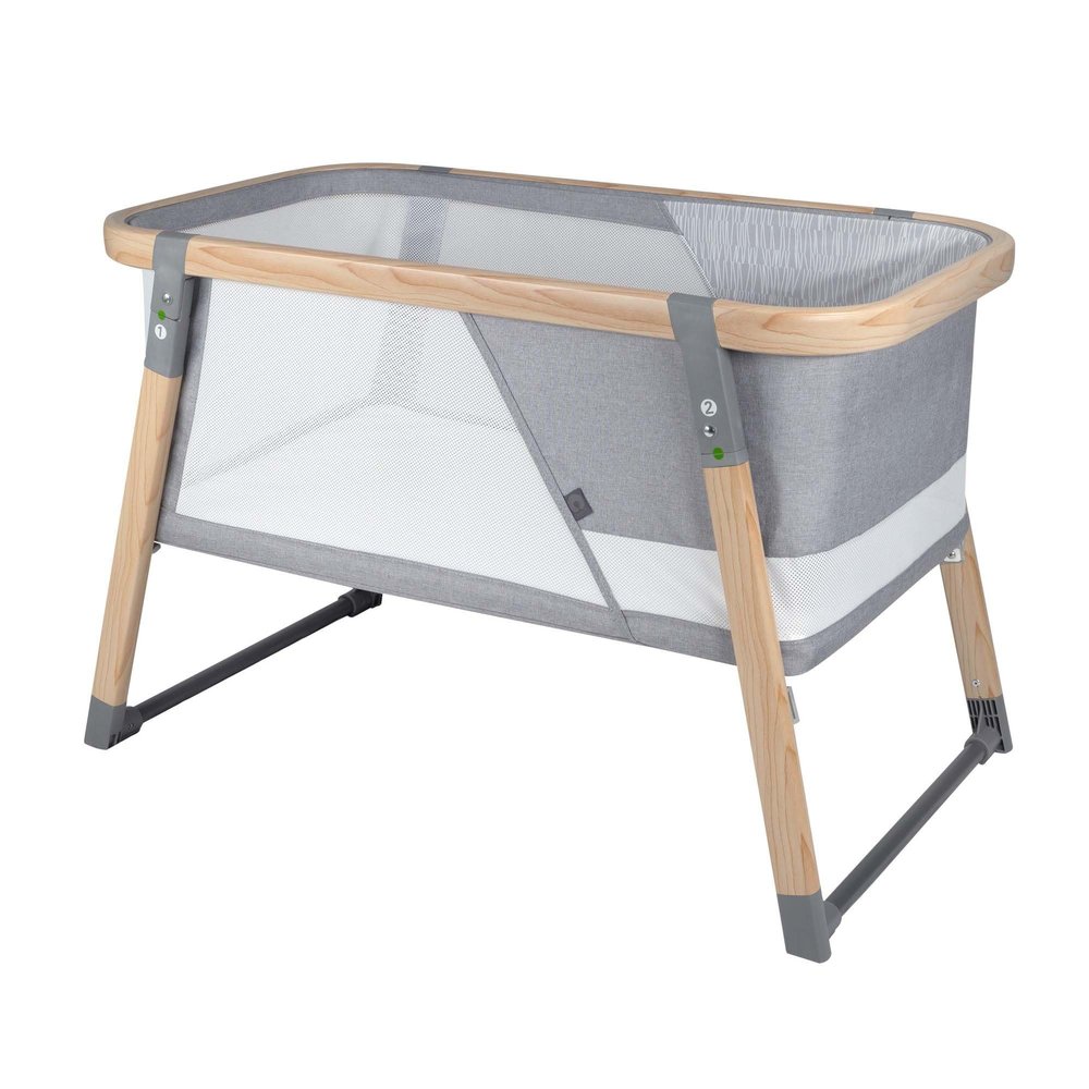 Boppy Portable Baby Bassinet - Lightweight, Low, Fold-Flat Travel Bassinet with Mesh Sides, Anti-Tilt, 2 Custom Fitted Mattress Covers & No Assembly - Gray Pickup Sticks