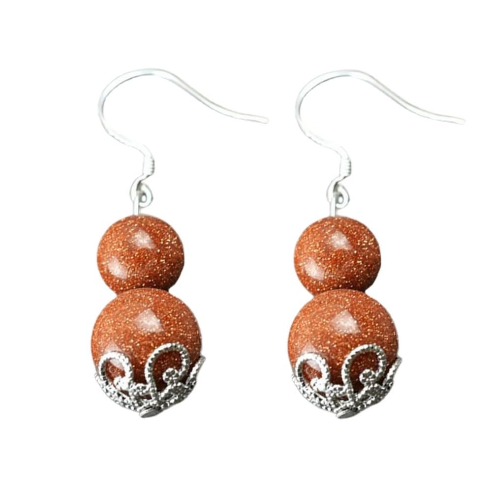 Stone Gourd Earrings Women Beads 10mm Pendientes Vintage Earrings Natural Stone