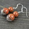 Stone Gourd Earrings Women Beads 10mm Pendientes Vintage Earrings Natural Stone view 2