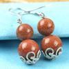 Stone Gourd Earrings Women Beads 10mm Pendientes Vintage Earrings Natural Stone view 3