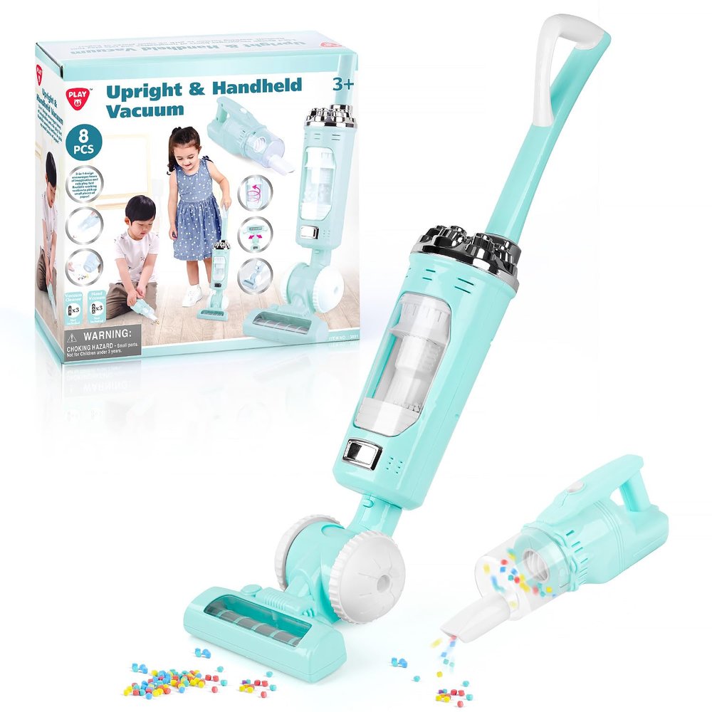 Kids Vacuum Cleaner Toy Set for Toddlers - 2PCS Toy Vacuum Sets for Toddlers 3+ Years Old with Sound Effects, Baby Play Vacuum Pretend Role Play Household Housekeeping Toys for Children Boys Girls