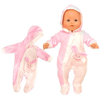 Baby Doll Clothes Outfit - Hooded Rabbit Jumpsuit Pajamas Romper for 14 to 16 Inch Dolls - Handmade Daily Casual Clothing Set
