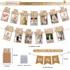 1st Birthday Baby Photo Banner for Newborn to 12 Months, First Birthday Decorations for Boys Girls,First Birthday Photo Banner with High Chair ONE Banner Party Decor, Monthly Milestones Garland, Kraft view 3