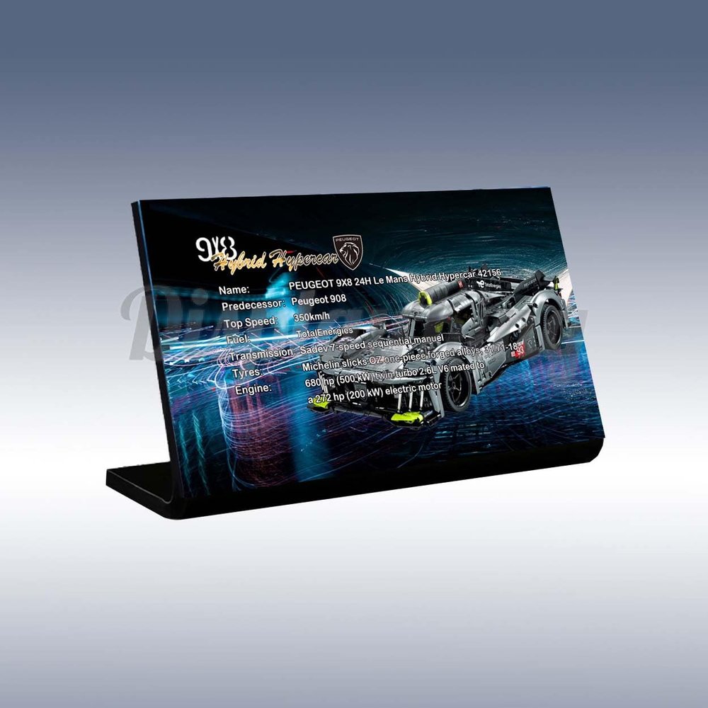 Acrylic Display Plaque for Peugeot 9X8 24H Le Mans Hybrid Hypercar42156(Model Set is not Included)