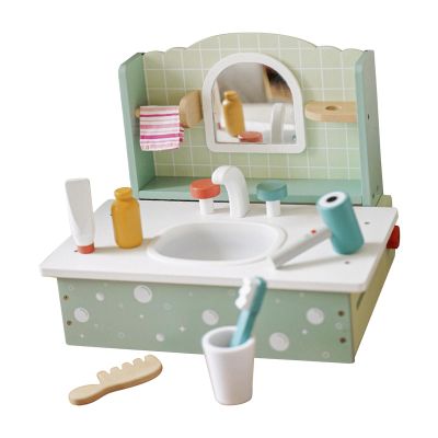 harayaa with Mirror Bathroom Sink Table Dresser Set, Realistic Playset Kids Makeup Vanity Toy Dresser Toy for Toddlers Kids Children Birthday Gifts