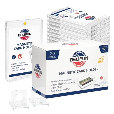 20-Pack One Touch Magnetic Card-Holders - 35PT Trading Card Holders, UV Protection Clear Acrylic Card Cases, Card Protector for Game, Baseball Sports Cards, Fit for Standard Cards Storage and Display