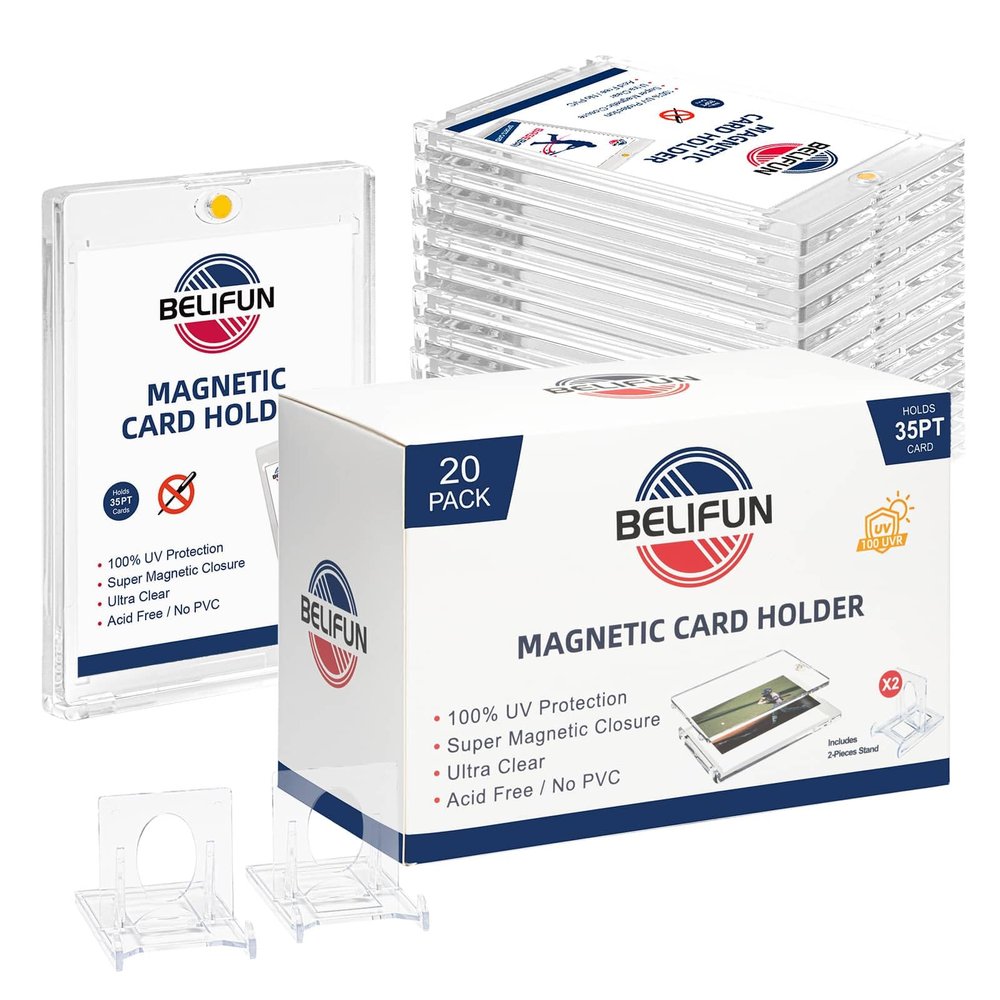 20-Pack One Touch Magnetic Card-Holders - 35PT Trading Card Holders, UV Protection Clear Acrylic Card Cases, Card Protector for Game, Baseball Sports Cards, Fit for Standard Cards Storage and Display