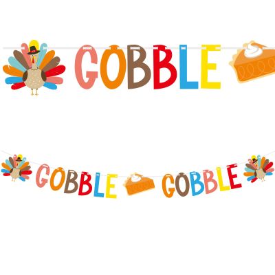 Gobble Gobble Turkey Thanksgiving Banner - Essential Thanksgiving Party Supplies for Unforgettable Party Decorations