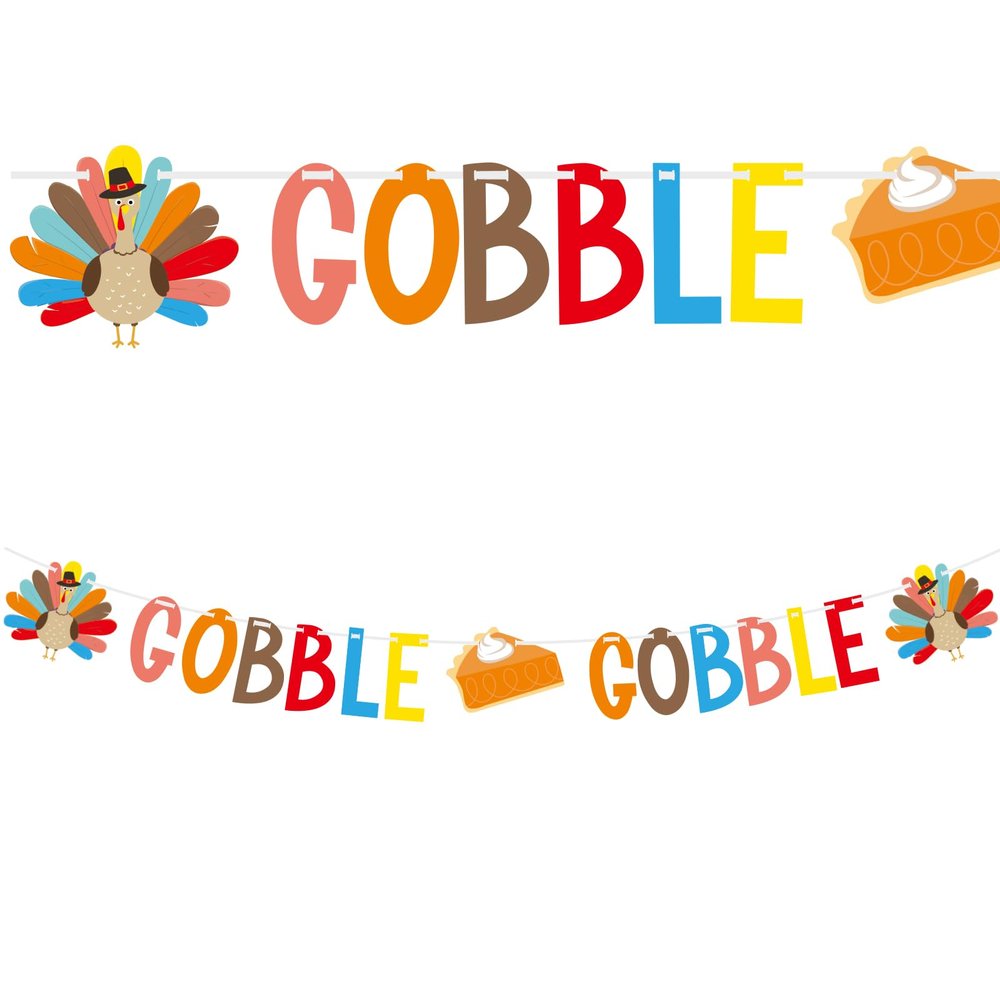 Gobble Gobble Turkey Thanksgiving Banner - Essential Thanksgiving Party Supplies for Unforgettable Party Decorations