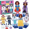 Atoylink Wooden Magnetic Dress up Dolls for Girls Pretend Play Set, Princess/Witch/Occupations Community Helpers Matching Games Fashion Paper Dolls for Toddlers Preschool Learning Toys Gifts view 1