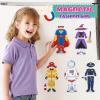 Atoylink Wooden Magnetic Dress up Dolls for Girls Pretend Play Set, Princess/Witch/Occupations Community Helpers Matching Games Fashion Paper Dolls for Toddlers Preschool Learning Toys Gifts view 3