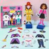 Atoylink Wooden Magnetic Dress up Dolls for Girls Pretend Play Set, Princess/Witch/Occupations Community Helpers Matching Games Fashion Paper Dolls for Toddlers Preschool Learning Toys Gifts view 4