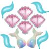 10Pcs Mermaid Tail Balloons Sea Shells Balloons Blue Mermaid Balloon for Baby Shower Birthday Under The Sea Party Decorations Supplies view 1