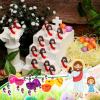 Sumind 50 Pcs Little Jesus Figures Christmas Mini Pocket Jesus Figurines Bulk Original Design for Xmas Hide and Seek Religious Party Favors Sunday School Baptism Gifts(Red) view 3