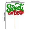 1 Pack Sweet One Cupcake Topper Glitter First Birthday Strawberry Cake Pick for Fruit Baby Shower 1st Birthday Berry Sweet Party Cake Decorations Supplies Green view 2