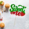 1 Pack Sweet One Cupcake Topper Glitter First Birthday Strawberry Cake Pick for Fruit Baby Shower 1st Birthday Berry Sweet Party Cake Decorations Supplies Green view 4