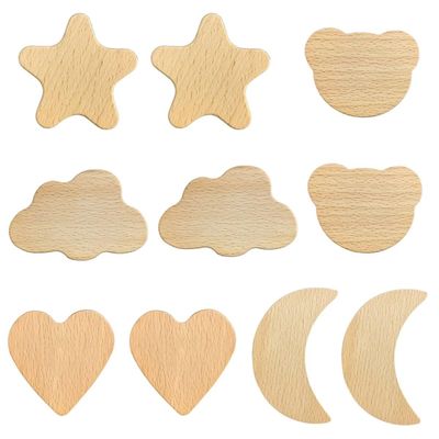 HDJNal Set of 10 Natural Wood Furniture Knobs Decorative Wood Dresser Knobs,Cute Knobs for Cabinets,Doors, Dresser, Kitchen Cabinets and Cupboards,Nursery Drawer Handles for Decor