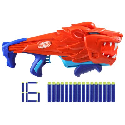 Nerf Junior Wild Lionfury Easy Play Dart Blaster, 16 Nerf Elite Darts, Outdoor Toys for Boys & Girls Aged 6+