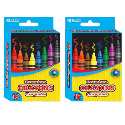 32ct Premium Crayons Vibrant Brilliant Colors Coloring Kids School Supplies 2pk 2 Packs BAZIC Premium Crayons Non Toxic Vibrant Brilliant Assorted Colors Coloring Kids School Supplies Art Artist