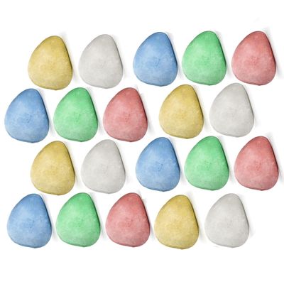 20 Chalk Rock Shaped Pebbles Washable Sidewalk Art Outdoor Non Toxic Playground Safe Dust Free Writing Art Kids Children Toddlers for Outdoor Driveway Pavement Fun Dustless Drawing Street Coloring