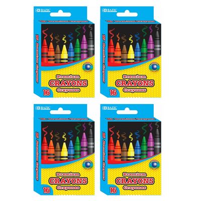 64ct Premium Crayons Non Toxic Assorted Colors Coloring Kids School Supplies 4pk 4 Packs BAZIC Premium Crayons Non Toxic Vibrant Brilliant Assorted Colors Coloring Kids School Supplies Art Artist
