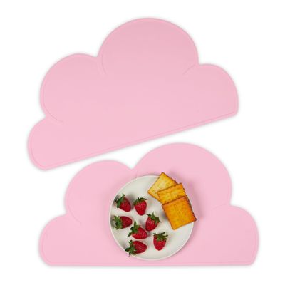 Relaxdays Children's Placemats, Set of 2, Cloud, Non-Slip, Washable, 47.5 x 26.5 cm, Pink