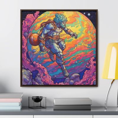 Atlas Climbing Globe - Gallery Canvas Wraps, Square Frame Premium Gallery Wraps (1.25) Walnut 30 x 30