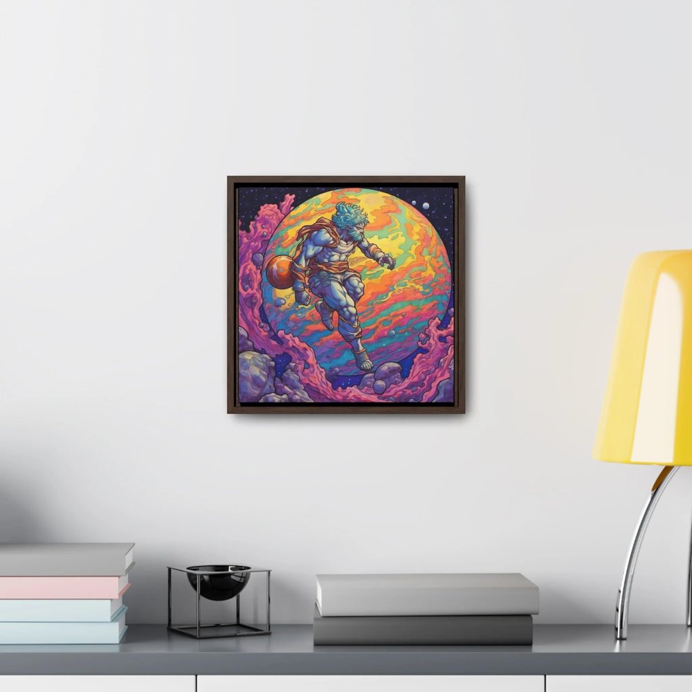 Atlas Climbing Globe - Gallery Canvas Wraps, Square Frame Premium Gallery Wraps (1.25) Walnut 12 x 12 (Square)