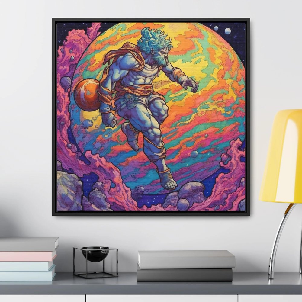 Atlas Climbing Globe - Gallery Canvas Wraps, Square Frame Premium Gallery Wraps (1.25) Black 24 x 24 (Square)