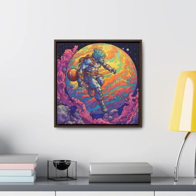 Atlas Climbing Globe - Gallery Canvas Wraps, Square Frame Premium Gallery Wraps (1.25) Walnut 16 x 16
