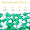 GUESVOT Green Ball Pit Balls - Crush Proof Plastic Balls for Ball Pit Pack of 100pcs Set for Toddlers Ball Pool Playtent Tunnels with Reusable Storage Bag - 2.16 Inch (White+Green) view 4