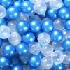GUESVOT Blue Ball Pit Balls - Crush Proof Plastic Balls for Ball Pit Pack of 100pcs Set for Toddlers Ball Pool Playtent Tunnels with Reusable Storage Bag - 2.16 Inch (Pear Blue+Transparent) view 1