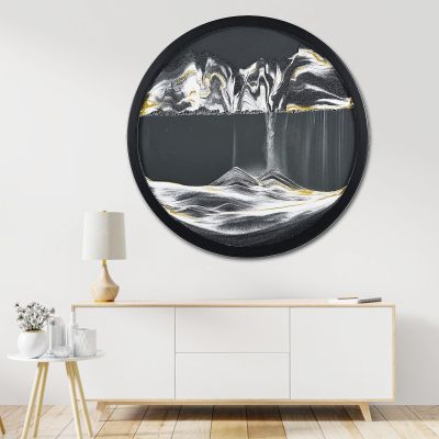 17.3'' Moving Sand Art Decor Picture, 3D Deep Sea Moving Sand Art 360 Rotating Sand Painting Wall Art Mounted Glass Crafts Deep Sea Sandscape for Living Room Relaxing Mood Home Office Decoration (G)