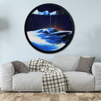17.3'' Moving Sand Art Decor Picture, 3D Deep Sea Moving Sand Art 360 Rotating Sand Painting Wall Art Mounted Glass Crafts Deep Sea Sandscape for Living Room Relaxing Mood Home Office Decoration (I)